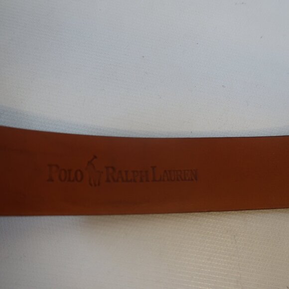 Mens Polo Ralph Lauren Dark Brown Brass Buckle 2110823-978 Leather Belt 36-90 * - Picture 9 of 11